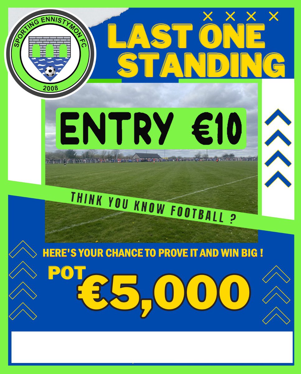 Just a few days to go for “Last One Standing” entries. Don’t miss out on a chance to win that massive €5k prize 💶💶💶 Enter here 👇👇 member.clubforce.com/tickets_m.asp?…