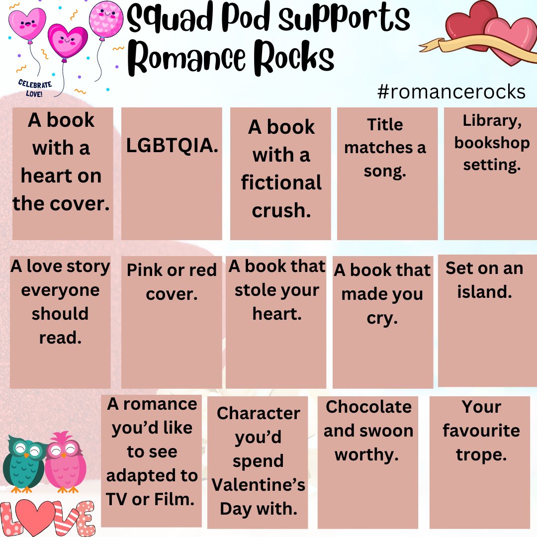 Squadpod3's tweet image. Sunday morning, the perfect time to relax with a romance. Today&apos;s call in our #RomanceRocks Bingo Challenge is a love story in a &apos;Library or Bookshop Setting&apos; and we&apos;re looking forward to seeing what you pick! 📣 Remember to tag us and use the hashtag #RomanceRocks book lovers 💖