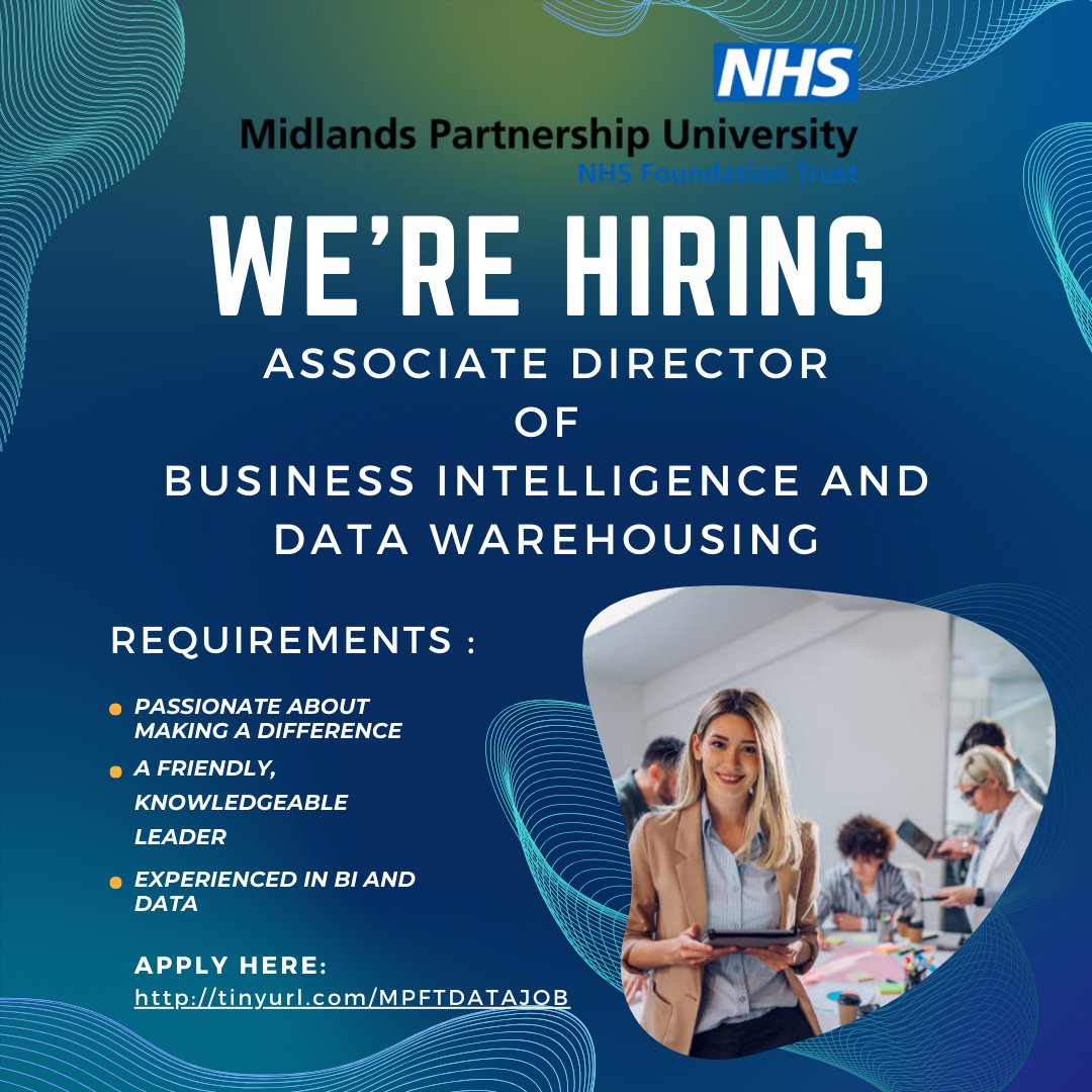 There is a great opportunity to come and join our team after our current AD has secured a fantastic promotion with another Trust.

Take a look at the role below and reach out if you have any queries!
tinyurl.com/MPFTDATAJOB
#nhs #nhsjobs #vacancy #hiring #hiringnow #data #MPFT
