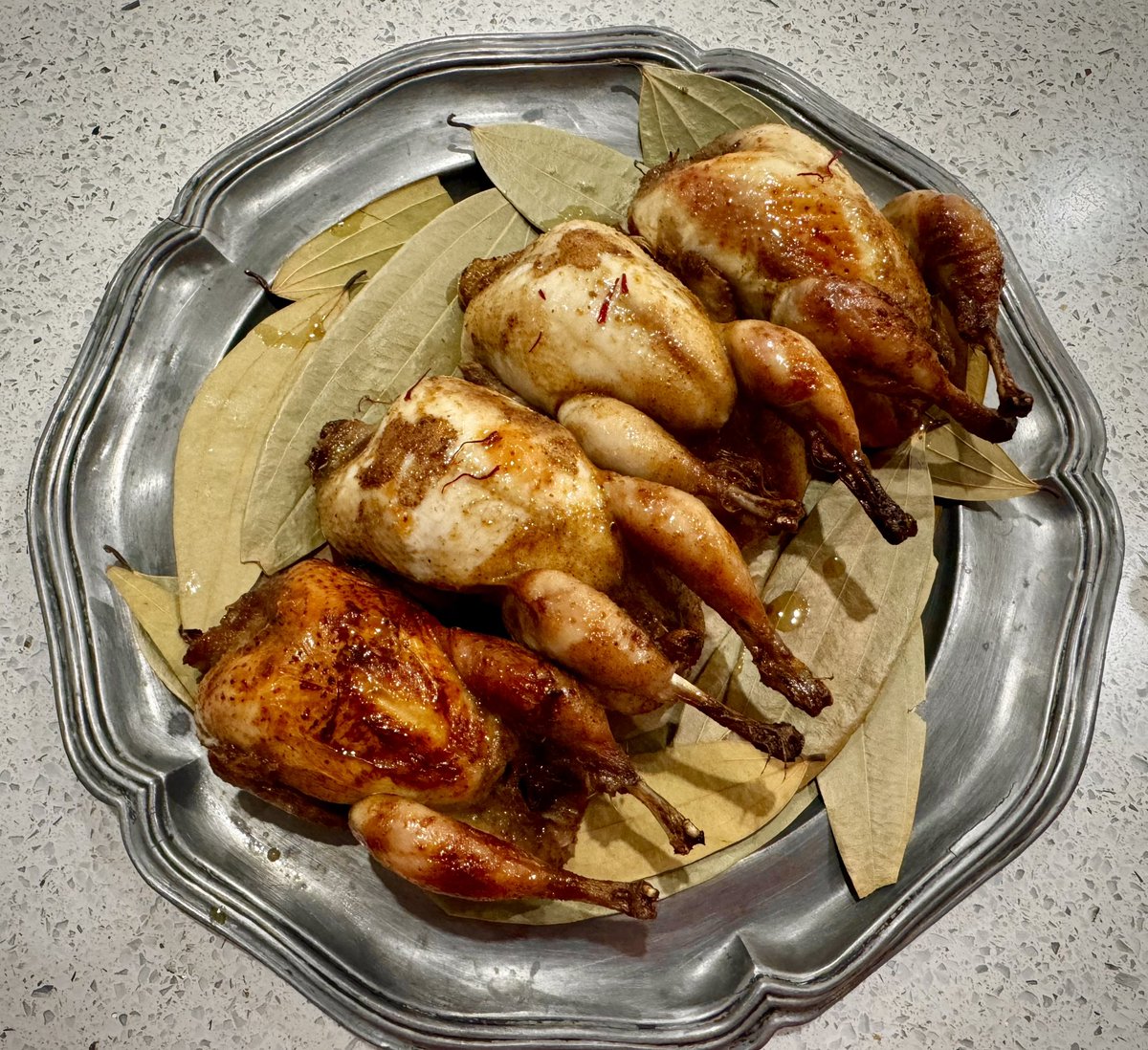 I was reading The Mirror And The Light and there is one sentence where Jane Seymour is reported as eating fat, roasted quail, rubbed with spices and basted in honey. I’ve been thinking of little else since and have been desperate to recreate the dish! I’m obsessed! Delicious!