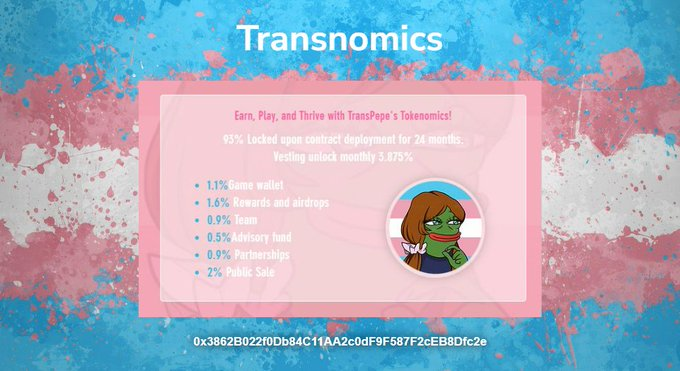 TransPepe Transnomics is here!🏳️‍⚧️ Fall in love with the qualities of our special $TRANS token that travels from wallet to wallet, crossing so many hearts! It's all down here, have a read!⬇️ transpepe.org #Crypto #P2E #Tokenomics #memecoin #coin