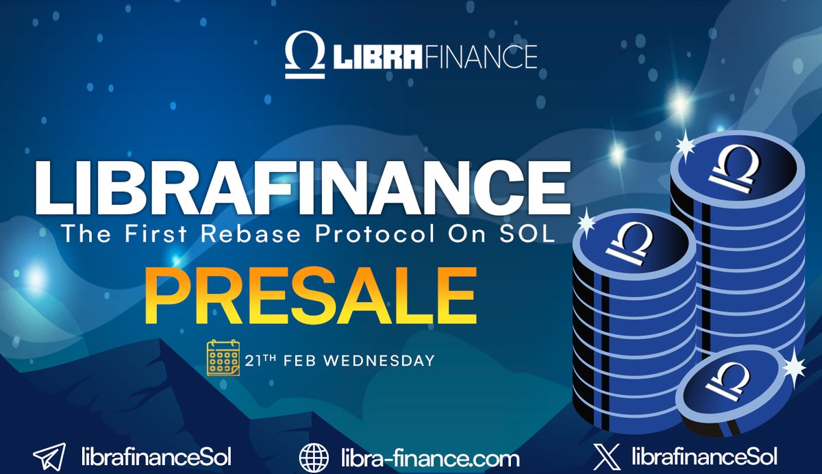 librafinanceSol's tweet photo. 📣📣ANNOUNCEMENT REGARDING PRESALE 📣📣

The Presale date for Libra Finance is now set for the 21st of February. Everything is in order, and we have confirmed that all systems are functioning properly. We are ready to proceed with the presale without any issues. Let's embark on a memorable journey into the Sol ecosystem.

#LibraFinance #DeFi #CryptoLaunch #SOL $LIBRA