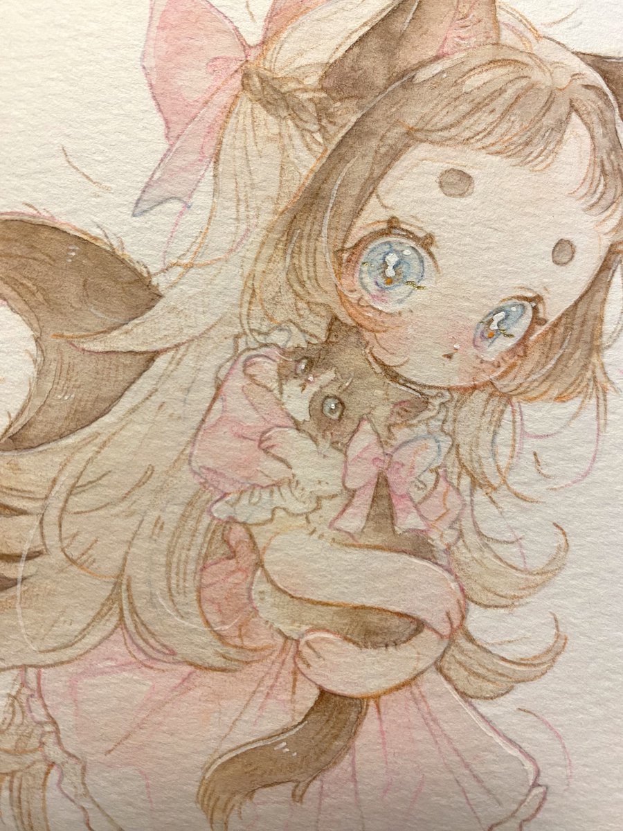 1girl cat blue eyes pink dress dress animal ears long hair  illustration images