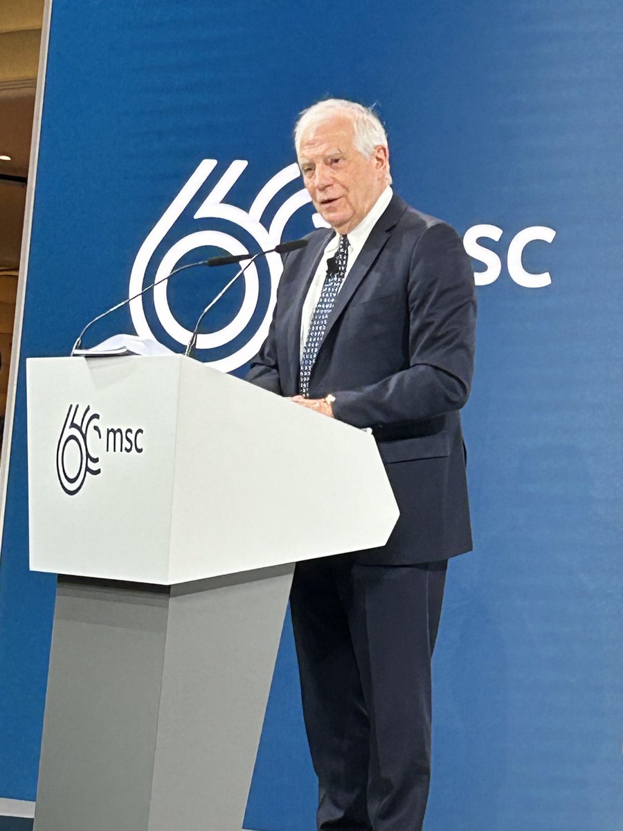 Josep Borrell à Munich, limpide sur la nécessité d’une défense européenne : l’Europe ne pourra pas avoir un poids politique si elle n’a pas une capacité accrue à se défendre.