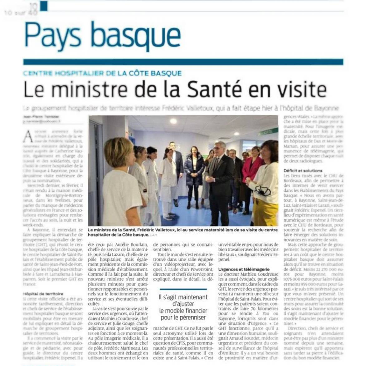 Retour sur mon déplacement à Bayonne dans <a href="/sudouest/">Sud Ouest</a> ⤵️

Les solutions existent partout sur notre territoire pour résoudre les blocages dans notre système de santé : continuons à travailler ensemble pour simplifier, améliorer et accélérer au quotidien.