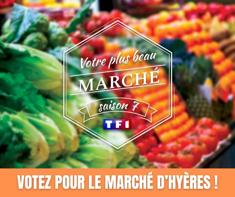 🍋 VOTRE PLUS BEAU MARCHÉ : VOTEZ POUR LE MARCHÉ D'HYÈRES !
En ce dimanche ensoleillé☀️votez pour le grand marché du centre-ville, présent tous les samedis matins à Hyères, qui est en lice dans le concours "Votre plus beau marché" organisé par <a href="/TF1/">TF1</a> en partenariat avec <a href="/Var_Matin/">Var-matin</a>.