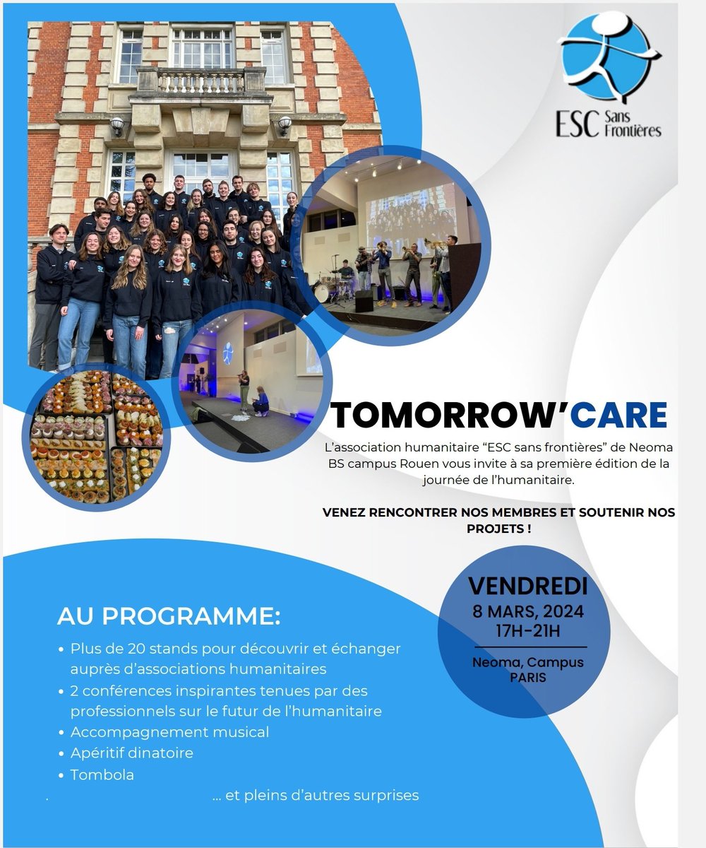 BibianaDaniel1's tweet photo. C'est avec immense plaisir que j'ai accepté l'invitation de l'association @escsansfrontieres de @NoemaBSScool pour animer l'un de leur stand lors de sa 1ère édition dédié à la journée de l'humanitaire #Tomorrowcare que aura lieu le 8 mars. https://t.co/UbF5Ea1Klq