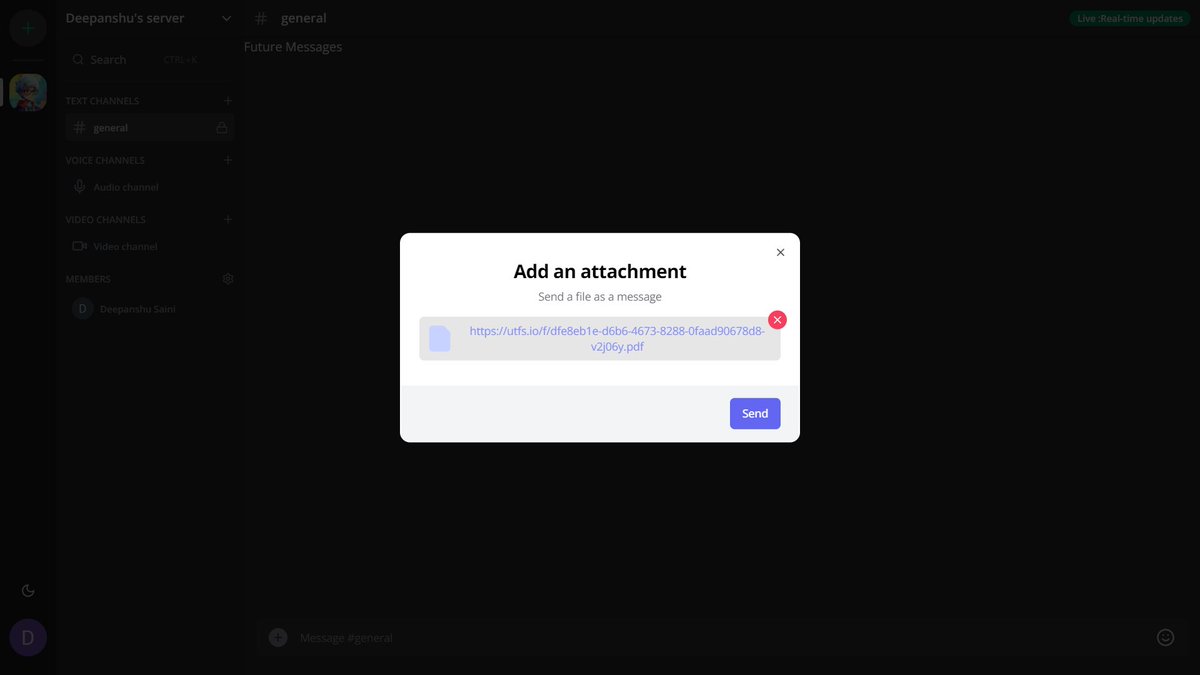 DeepanshuS7943's tweet image. Discord Clone -
1. Added Message Attachment (Image and Pdf)
2.Added Emoji Picker
#buildinpublic #100daysofcodechallenge #Webdevelopme