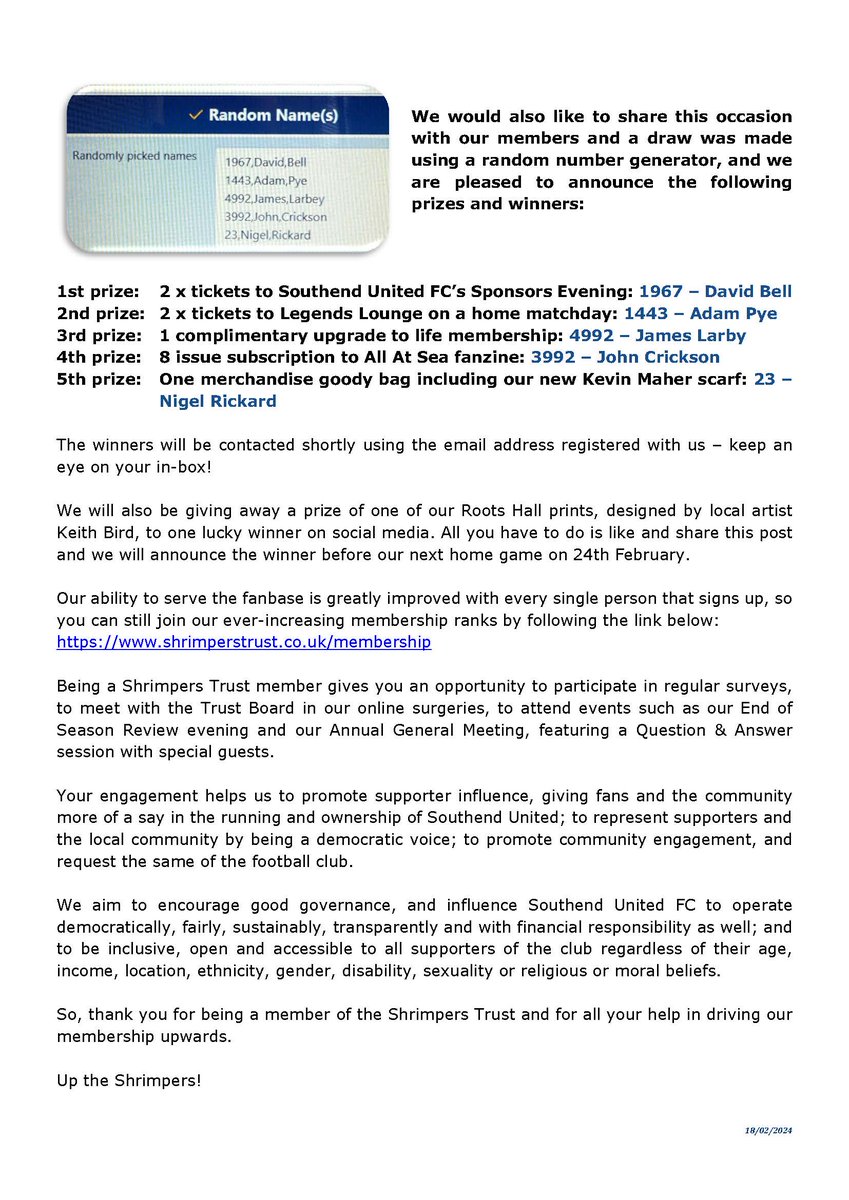 Target '1906' Reached

The Shrimpers Trust is delighted to announce that we have now reached our initial goal of 1906 members.

shrimperstrust.co.uk/membership/tar…