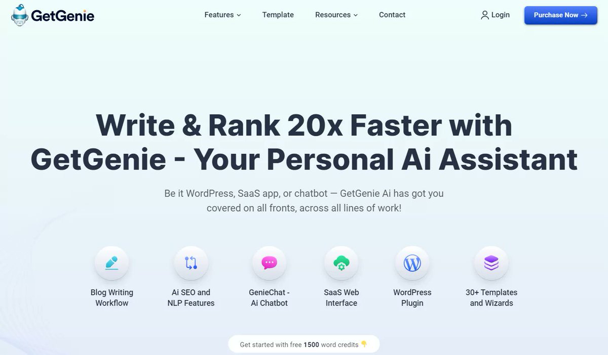 youraifinder's tweet photo. 4. GetGenie

GetGenie serves as your Personal AI Assistant for faster writing and ranking, accessible as both a WordPress plugin and a SaaS solution for your web browser.

https://t.co/Hsm5xxfvvq https://t.co/UonAyeOf4S