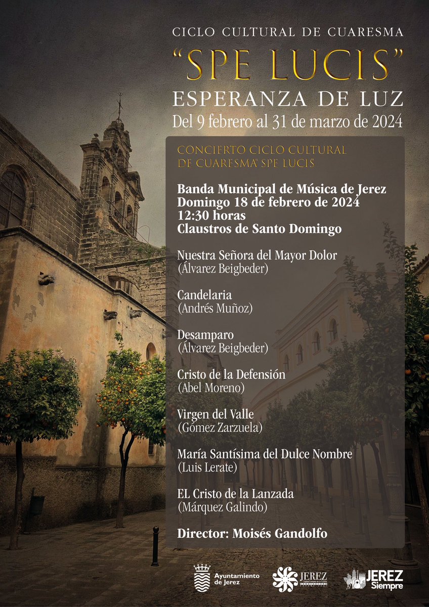 BandaMpalJerez's tweet photo. Buenos días. A las 12:30 horas os esperamos en los Claustros de Santo Domingo. @ciudadjerez https://t.co/KMQ4TotqVN