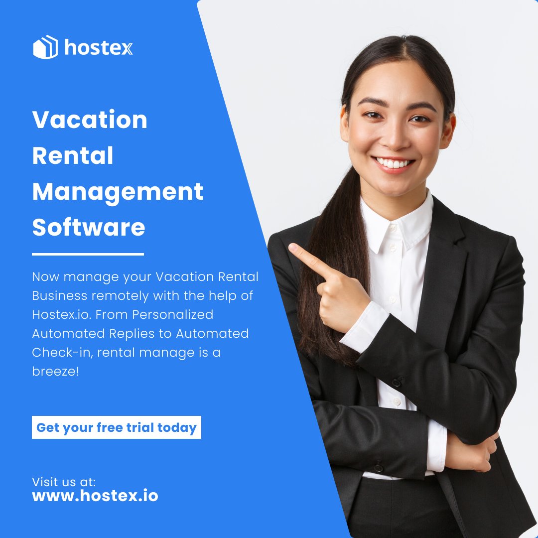 HostexApp's tweet image. Elevate your vacation rental business with Hostex.io! 🏡 Manage remotely with automated replies &amp;amp; check-ins. Register today for a free trial!
#automatedmessaging #shorttermrentals #airbnbhosting #directbooking #vacationrental #shorttermrental #airbnb