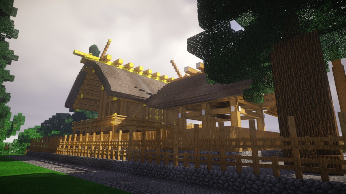 微調整後の本殿 on シェーダー。