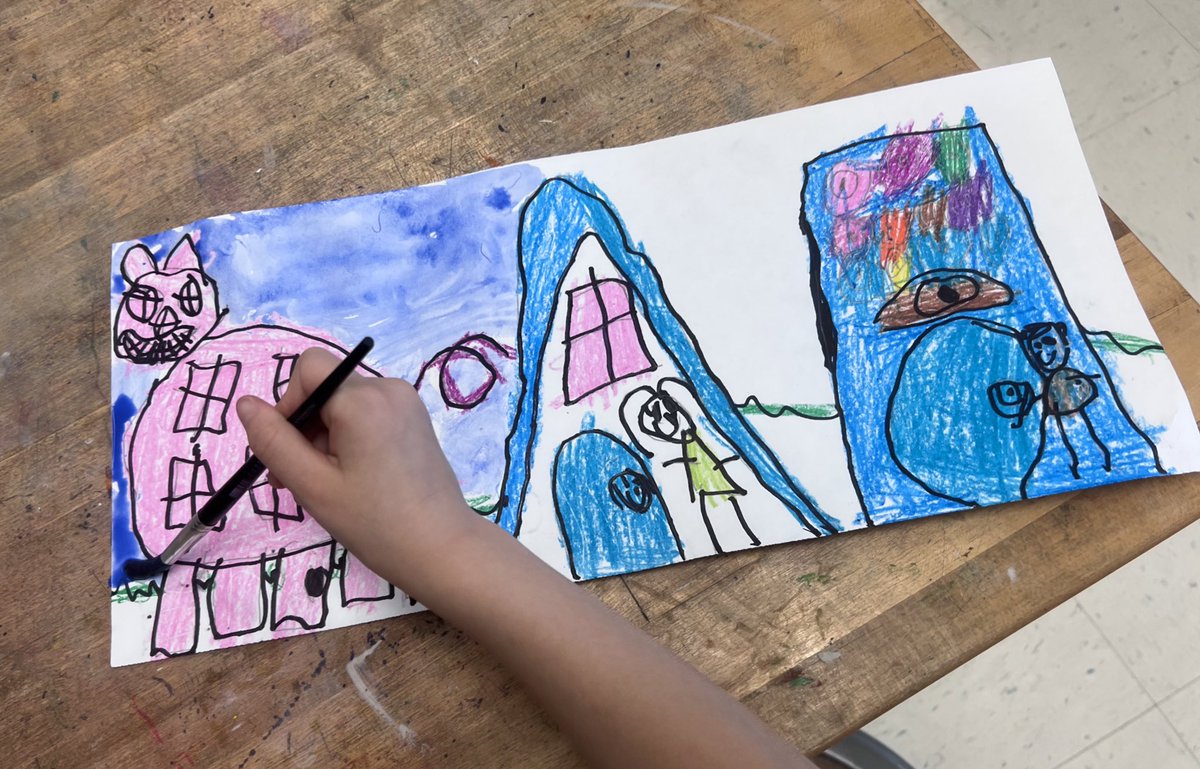 Rteest4u's tweet photo. The finished pieces are so good! Inspired by the book “The Big Orange Splot” Kay were tasked w/thinking outside the box &amp; designing 3 houses. 1 for themselves,1 for a family member &amp; 1 for a friend or pet The stories that went with each are amazing!#cobbartrocks @bellsferryelem https://t.co/1t1duwTgon