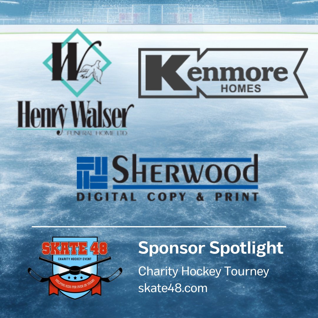 🚨 Sponsor Appreciation Alert 🚨

As our highly anticipated #SKATE48 charity hockey tourney draws near, let's shine the spotlight on more of our amazing sponsors:

👉 <a href="/henrywalserfh/">Henry Walser Funeral Home LTD.</a> 
👉 <a href="/HomesKenmore/">Kenmore Homes</a> 
👉 <a href="/sherwood_kw/">Sherwood Digital Copy & Print KW</a> 

A giant thank you for being an integral part of our journey!