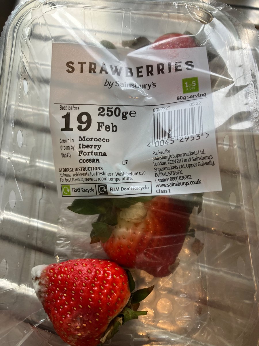 Iffy strawberries @sainsburys. Come on guys, I thought you were better than that! #sainsburys #strawberries #foodstandards