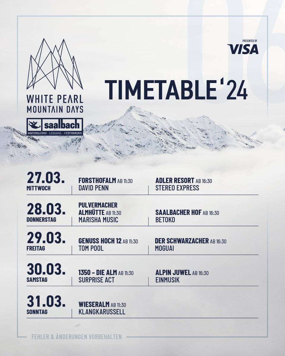 What a cool line up! 😍 See you at @wpmdays presented by Visa from 22 to 31 March ⛷️🥗🎷 #saalbach #hinterglemm #homeoflässig #skicircus #wpmdays