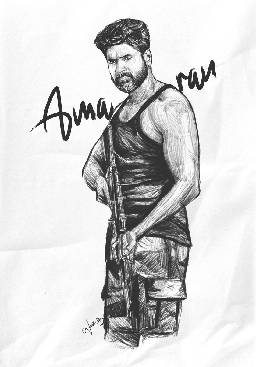 Amaran Siva Karthikeyan Pencil Sketch 2024 #Sivakarthikeyan #AmaranTeaser  @Siva_Kartikeyan @Sk_newsofficial @SSMusicTweet, image size:840x1200