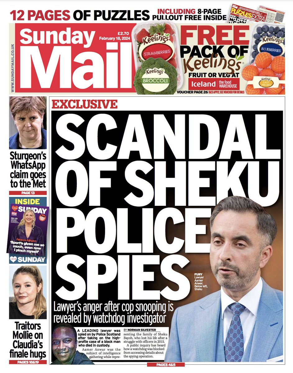 @RaphSchlembach @dreluise @policypress Scotland‘s Spycop Inquiry has been blocked though it has cross-Party support.

In today‘s news: