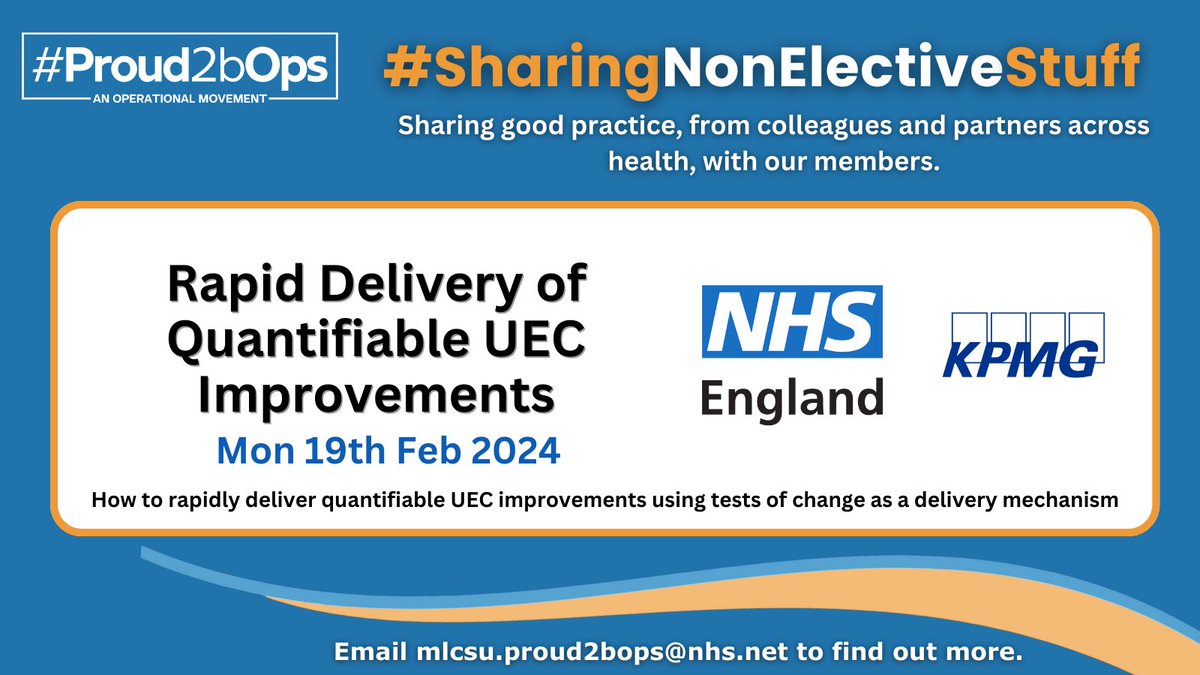 Members, don't forget tomorrow is our #SharingNonElectiveStuff event in partnership with
@NHSEngland and @kpmguk ✨

If you're looking to gain insights and practical strategies for improving the delivery of urgent care, don't miss out! 🌟

#Proud2beOps #SharingNonElectiveStuff