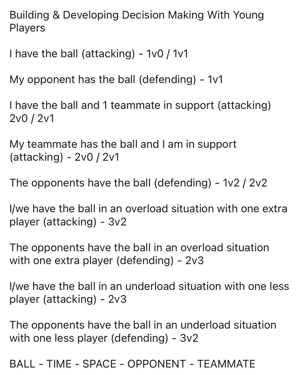 Interesting discussion re player development. 

Agree with <a href="/MyFootballCoach/">MyFootballCoach</a>. 

Developing decision-making skills &amp; helping young players to make effective decisions in a variety of situations is key. 

Here is one (logical) approach to building &amp; developing decision making.