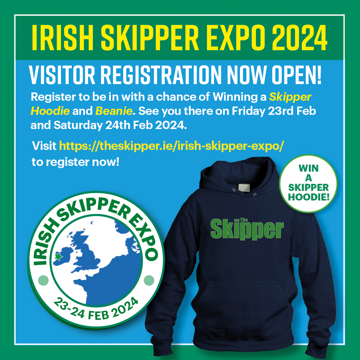 It's Show Week, we can't wait to see you UL Sport Arena. Fri 10am - 6pm & Sat 10am - 4pm Pre Visitor Registration still open - See you there. theskipper.ie/registration/l… #skipperexpos