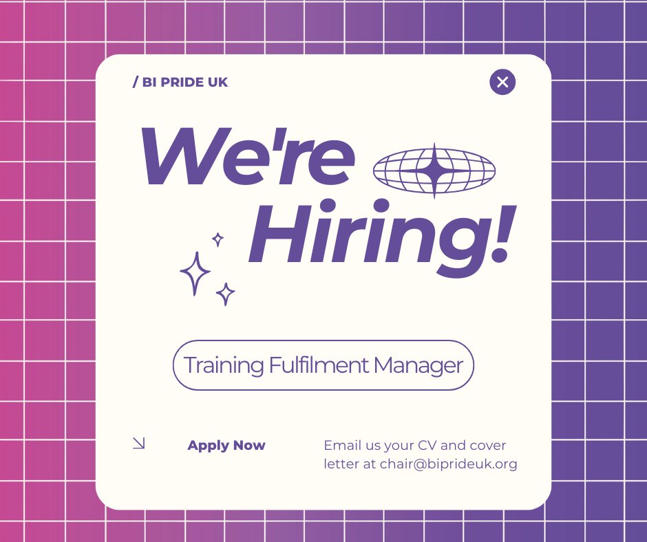 Empower inclusion, ignite change! Join us as a Training Fulfillment Manager at Bi Pride UK - 5-10 flexible hours/month. Lead training, expand outreach, and make a real impact. Apply now! chair@biprideuk.org