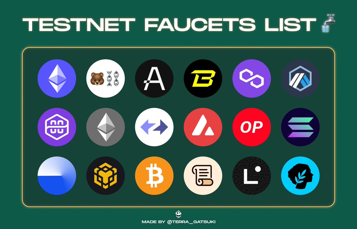 terra_gatsuki's tweet photo. 💧 Testnet's is a good way to earn your first $10,000!

I have collected the faucets that are necessary for testnet airdrop.

Don't forget 🔄or 📘 to save this thread, you'll need it 🧵🔽: https://t.co/XYGupD4E85