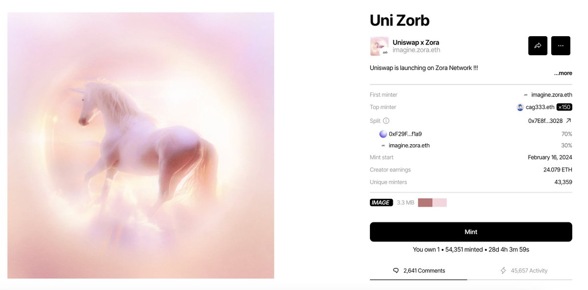 Uniswap launched on Zora 👀

Mint this commemorative NFT, preferably on Zora Network for maximum future benefits! 🪂

👉 bit.ly/49vYnBy

💰 Cost ~ $2