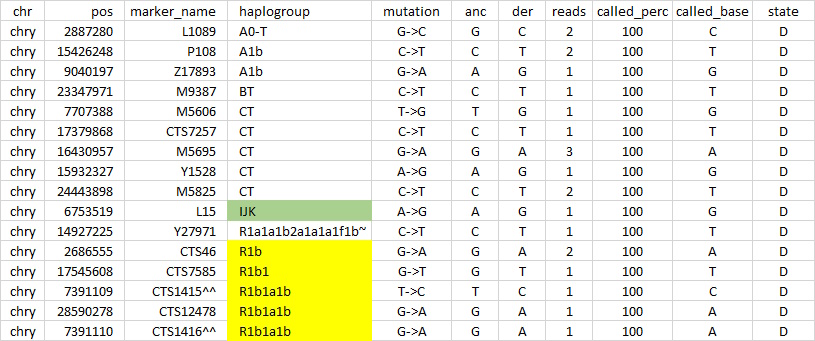 بعد إعادة تحليل عينة سقطرى الأثرية رقم I21110 (المنخفضة التغطية) والمتوقفة عند IJK بالدراسة
ظهرت بها عدة تحورات أسفل السلالة R1b منتهية عند التفرع R-M269

وهي تعود لسنوات 800-1300م 
من موقع جبل حواري، جوار سوق (شءق)