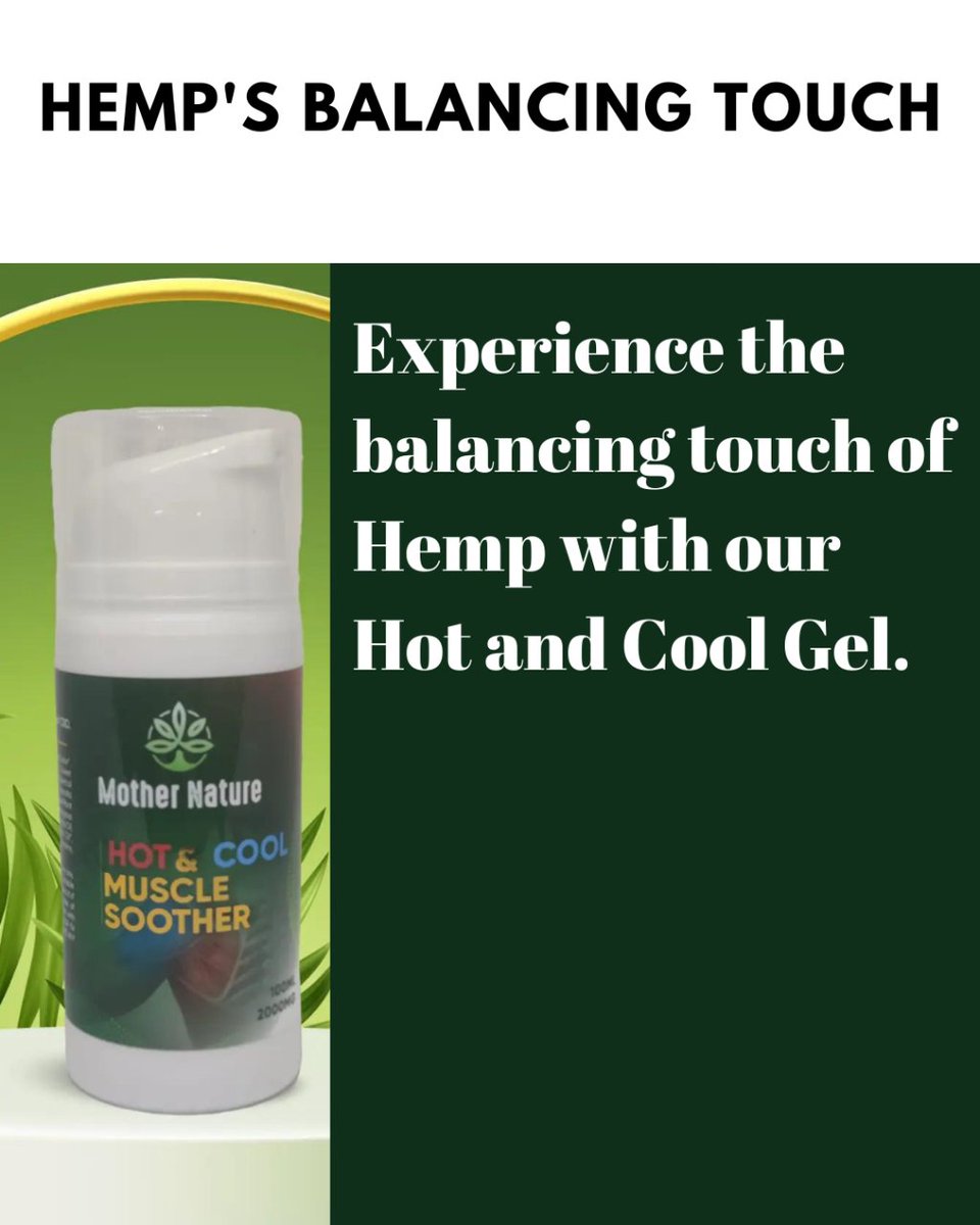 Experience the balancing touch of Hemp with our Hot and Cool Gel. #BalancingTouch #HempExperience #BodyHarmony