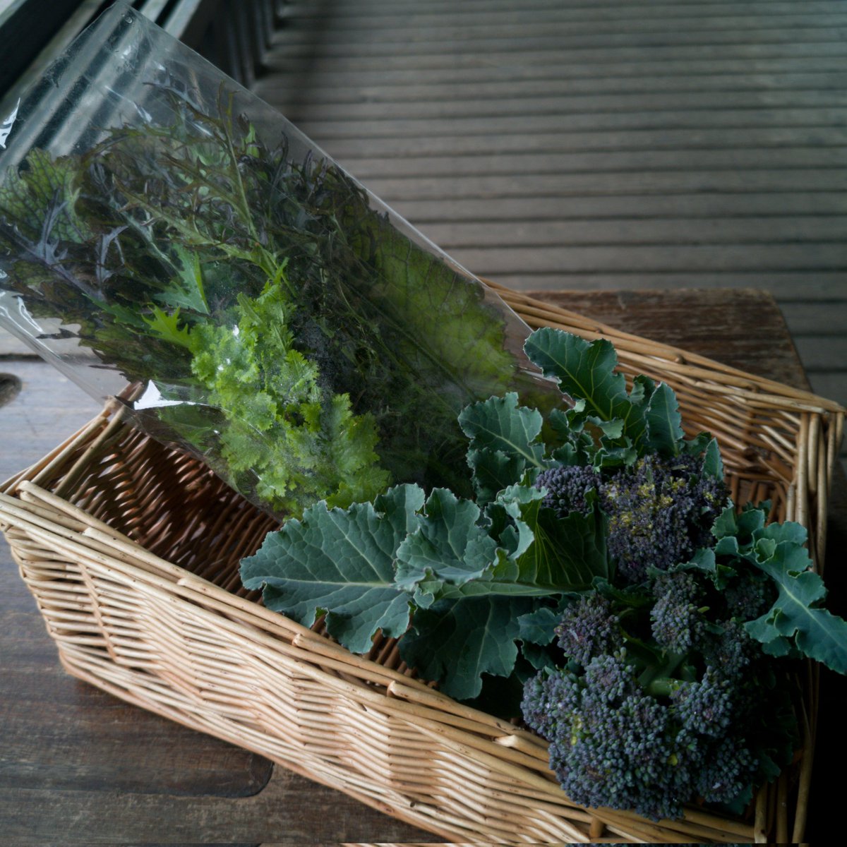 We have the first bunch of purple sprouting broccoli as well as spicy salad bags and Jerusalem artichokes in the shop today