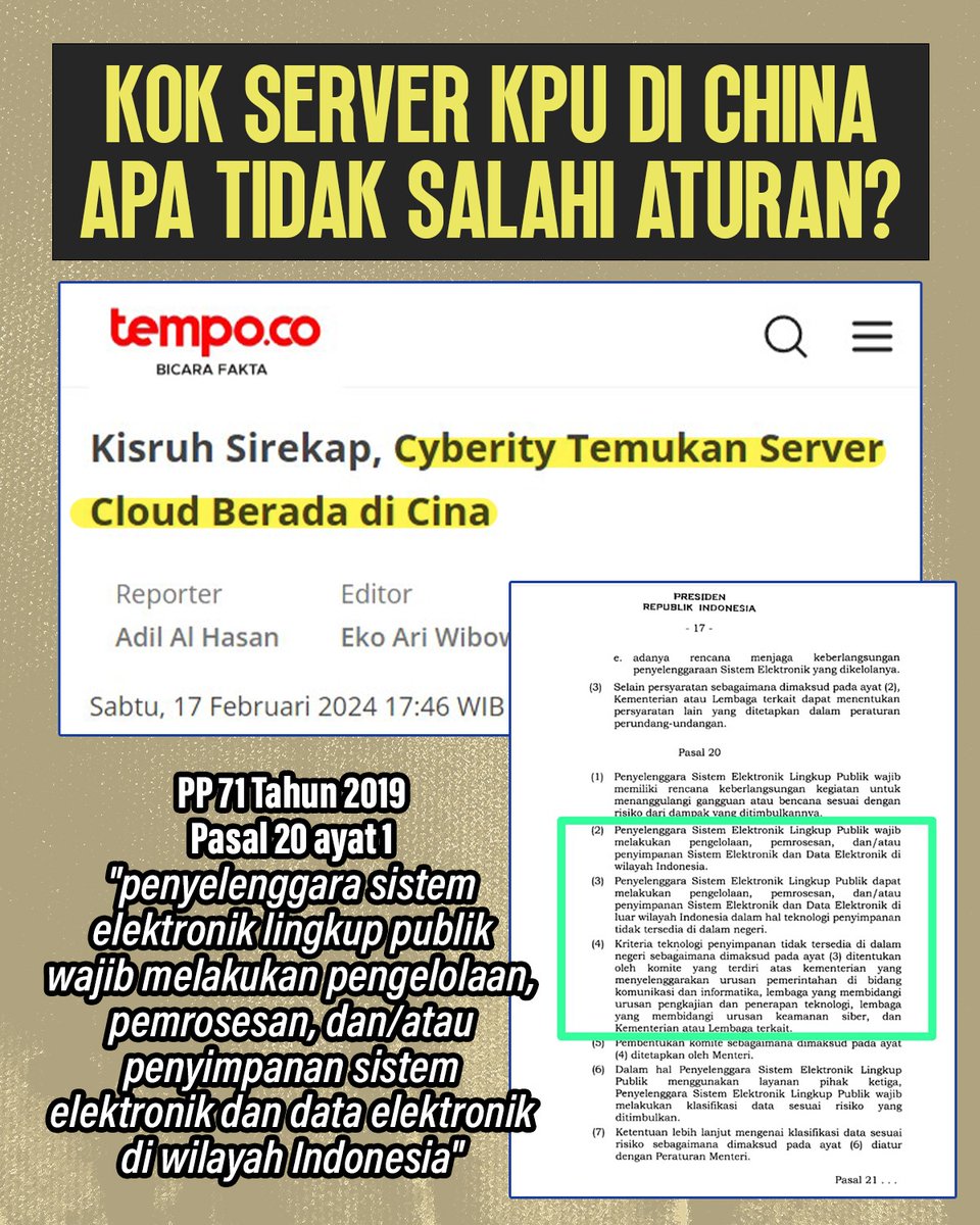 Dengan anggaran 7 Trilyun Rupiah #UangKita @KemenkeuRI apa kurang buat bangun server di Indonesia ? Seneng ane kok melanggar yo @KPU_ID iki ? Ketua nya sudah terbukti tiga kali melanggar ! Ngene iki lapor @KejaksaanRI plus @DivHumas_Polri gelem gak yo lidik, bek menowo 🤭