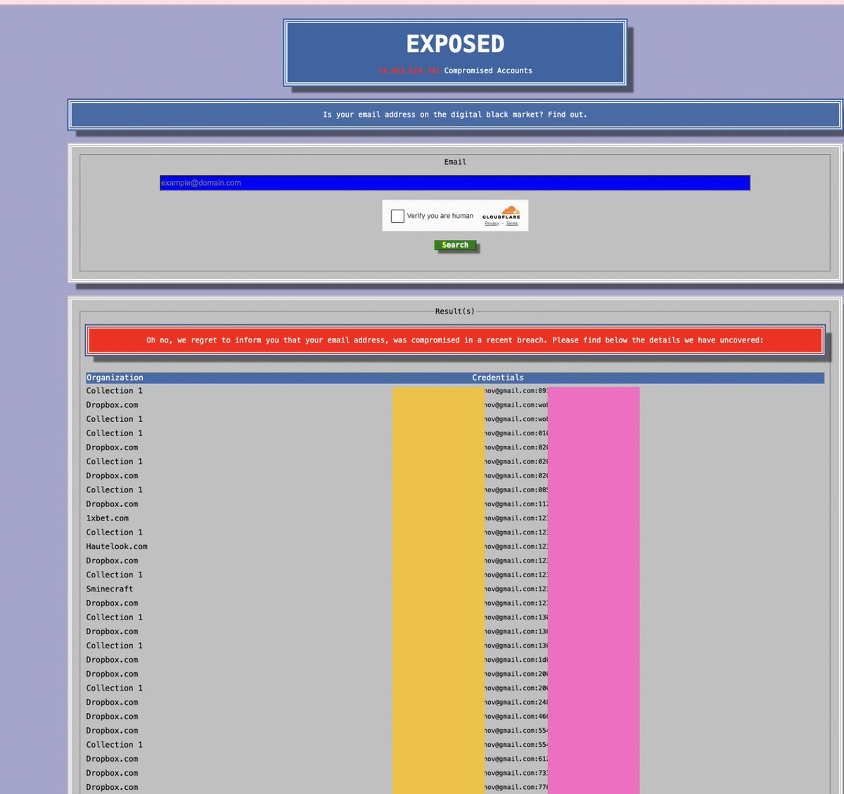 exposed.lol

Leaked databases search tool.

14 billion accounts + (emails and passwords)

Check yourself

Tip by <a href="/ManuelBot59/">Manuel Travezaño 🇵🇪 🕵</a> #ff

#osint #leaks