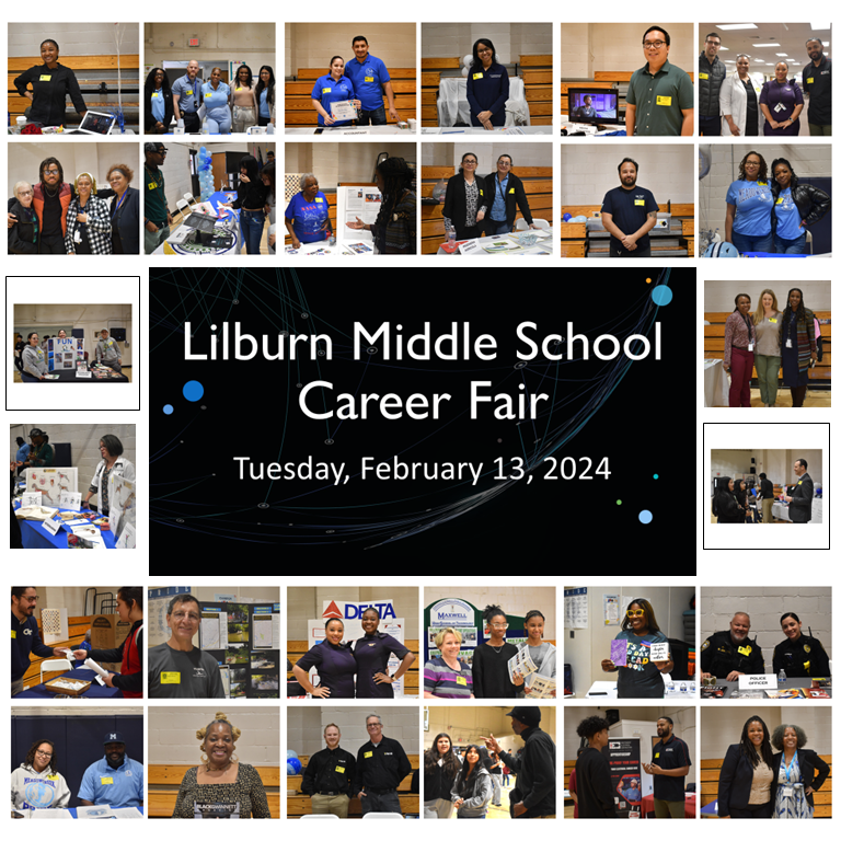 LilburnMiddle's tweet photo. Thank you to everyone who supported our 2024 Career Fair! Students interacted with professionals from a wide variety of fields who provided what might be that one needed spark to start our young people down the path to their dream career. https://t.co/37YkphUauu