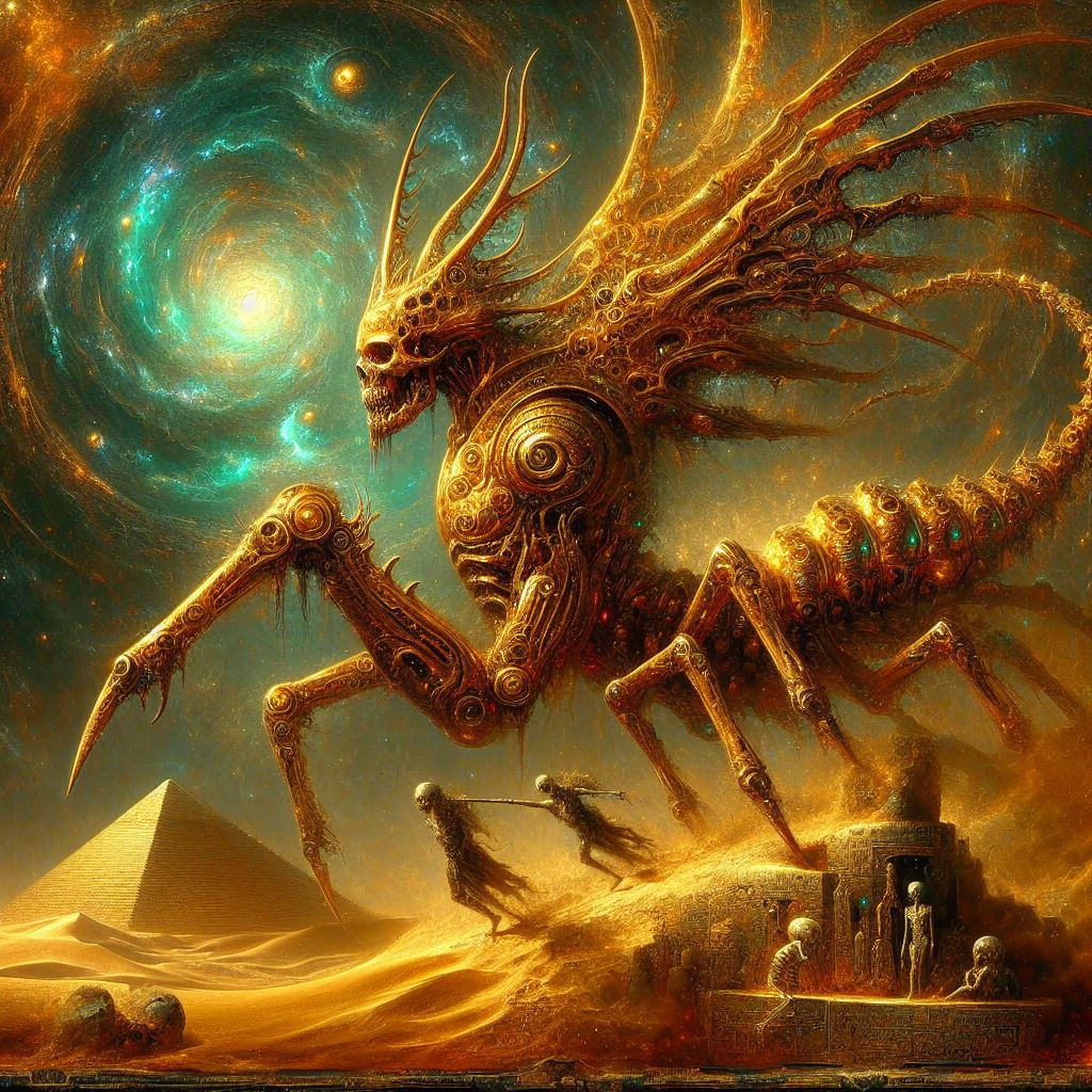 HatemSherbieny's tweet photo. Ancient Egyptian goddess "Serqet".
As neuro horrorcore-mechanical creature. Part 2/6
#AncientEgypt #egyptGoddess #horror #Serket #ai #AIArt #ArtistOnTwitter #AIArtGallery #AICommunity #DALLE3 #BingAI #AIartSociety #AIArtistCommunity #aiartist #Digitelillustration #digitalart https://t.co/lQuxZizA4T
