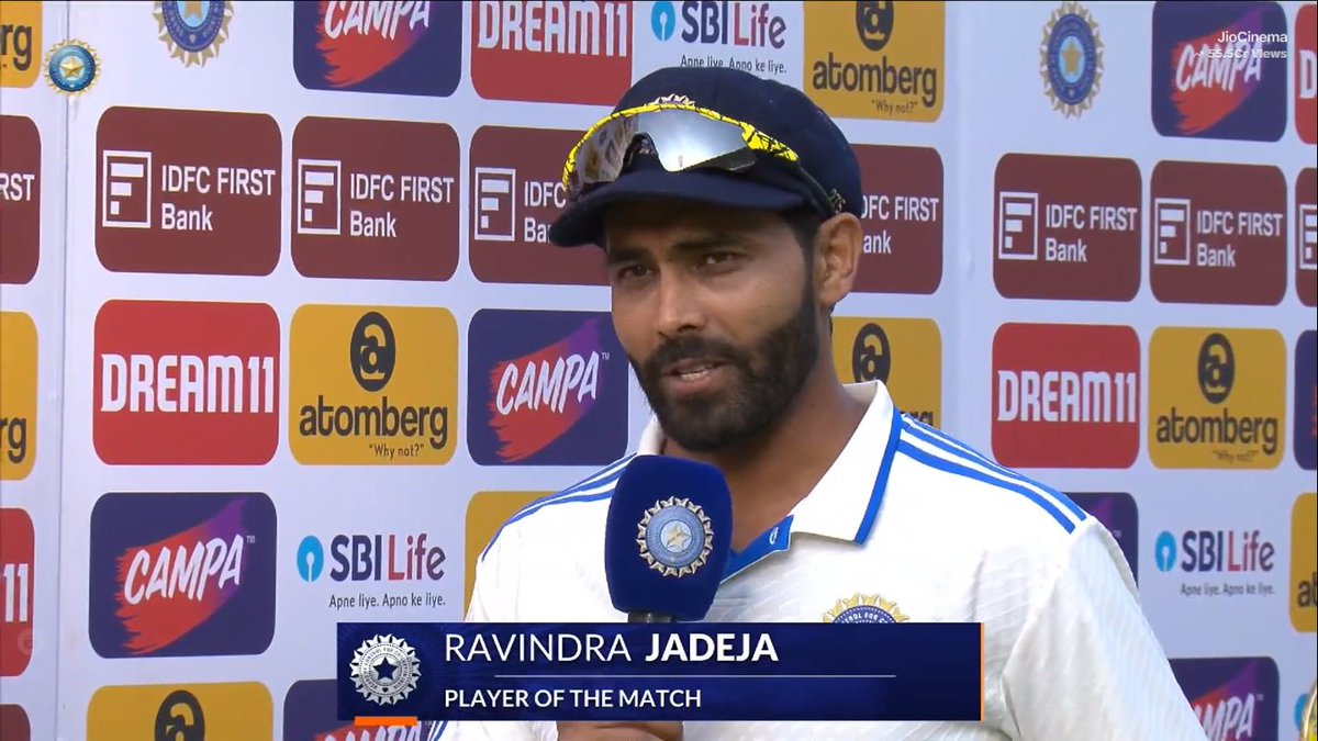 Ravindra Jadeja has won most POTM awards in Tests in India. - Sir Jadeja, the MVP. ⭐