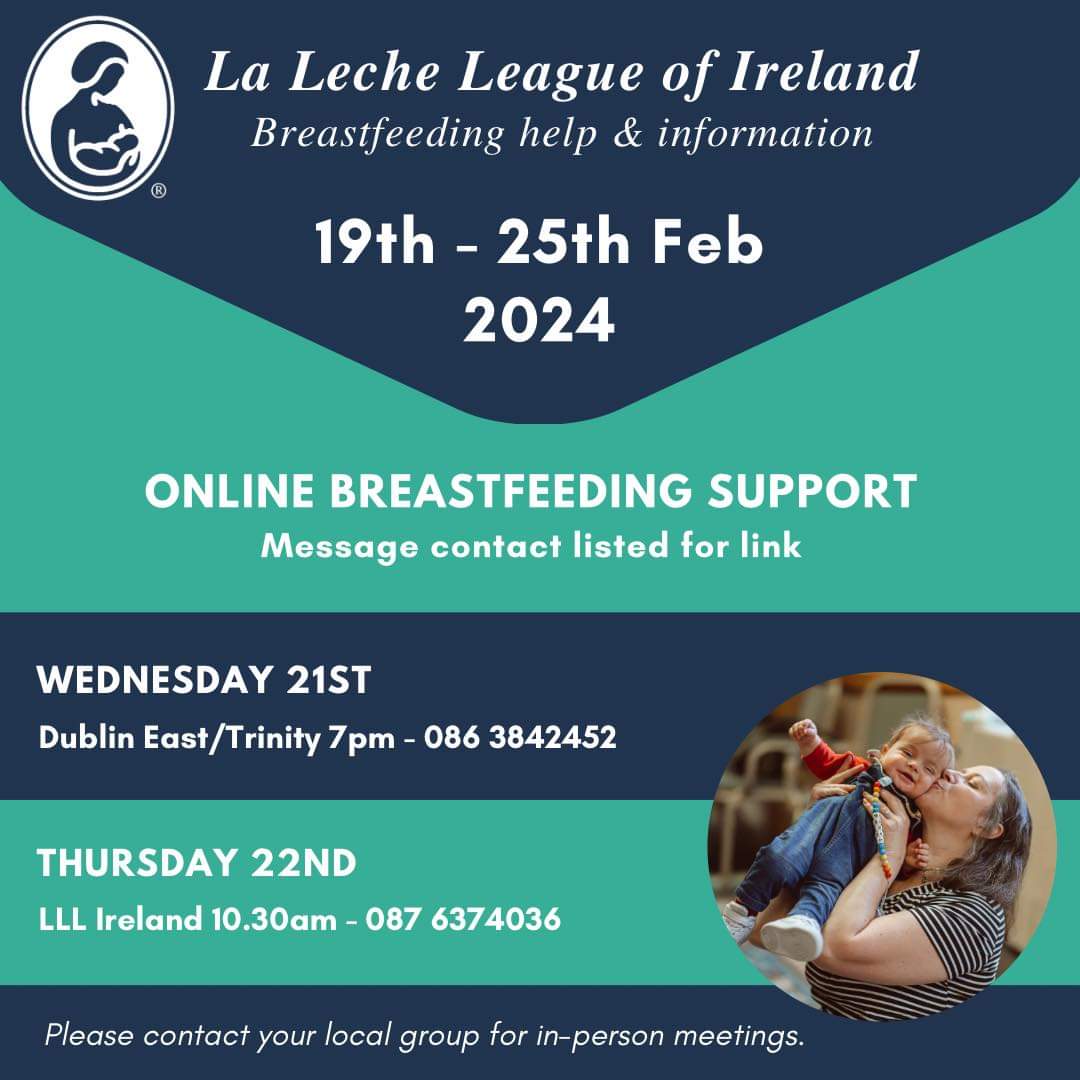 We have two online meetings this week, which anyone in any part of the country can join. Just pop a message onto the contact listed and they will forward you the link to join. Find details of the Group closest to you here: lalecheleagueireland.com/groups/ #breastfeeding #LLLIreland