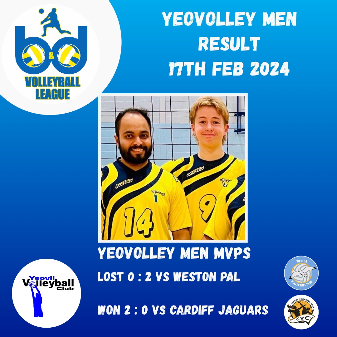 YVC’s BDVA men played on Saturday.
They lost a close 1st game 2-0 to Weston Pal, coach's MVP: Keian(9)  for hitting &amp; serving
2nd game of the day was against Cardiff Jaguars. YVC won comfortably 2-0, coach's MVP: setter Divin(14) for control &amp; teamwork
 #volleyballengland
