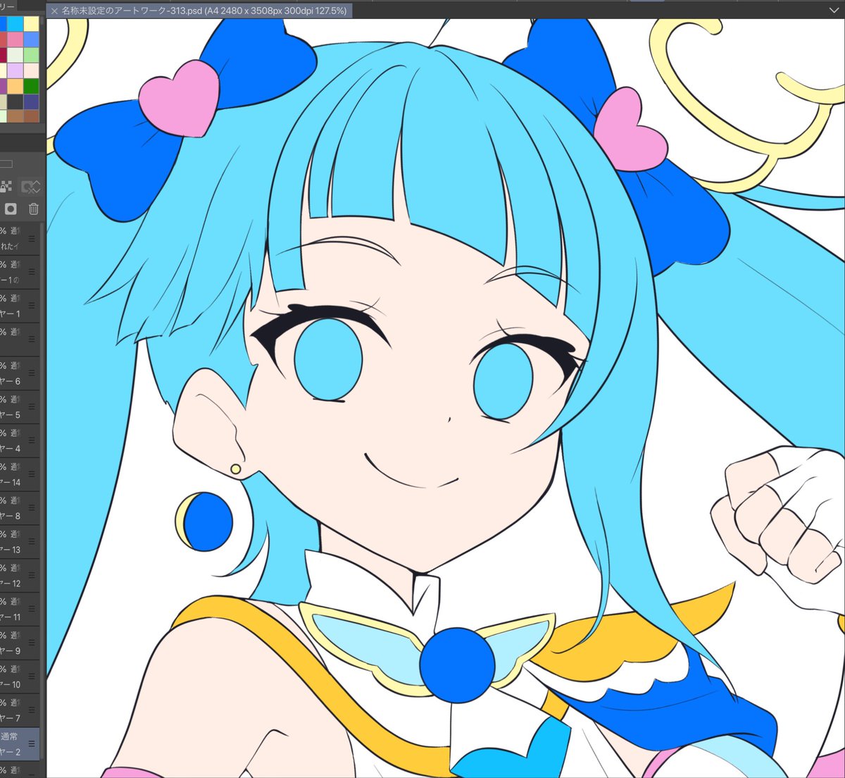Procreateで下書き→クリスタでペン入れ&amp;下塗り→ Procreateに戻して本塗り&amp;仕上げという作業(゜ω゜) 