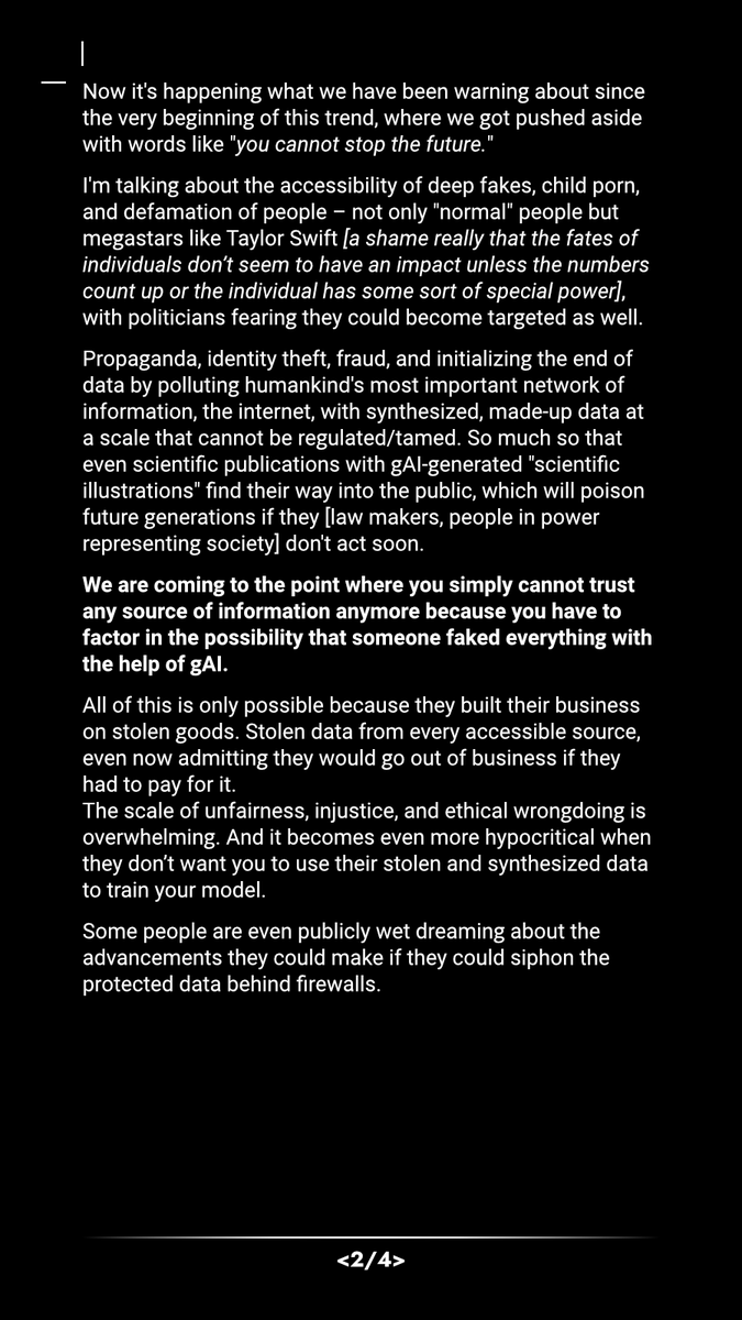 S_SerraMock's tweet photo. I felt the need to write down my thoughts after having processed a new wave of #GenerativeAI and the effects it has/had on my and others' emotional and mental core. May these words be useful for you.
#art #human #ai https://t.co/0bkkUjLOSP