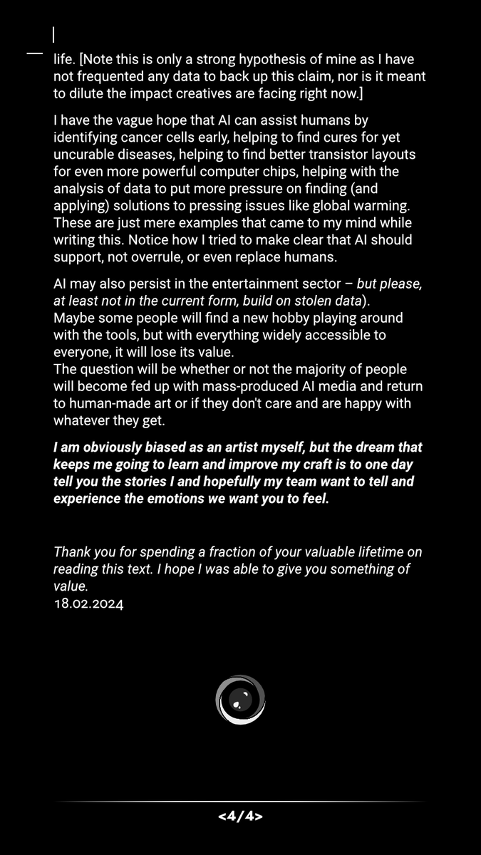 S_SerraMock's tweet photo. I felt the need to write down my thoughts after having processed a new wave of #GenerativeAI and the effects it has/had on my and others' emotional and mental core. May these words be useful for you.
#art #human #ai https://t.co/0bkkUjLOSP