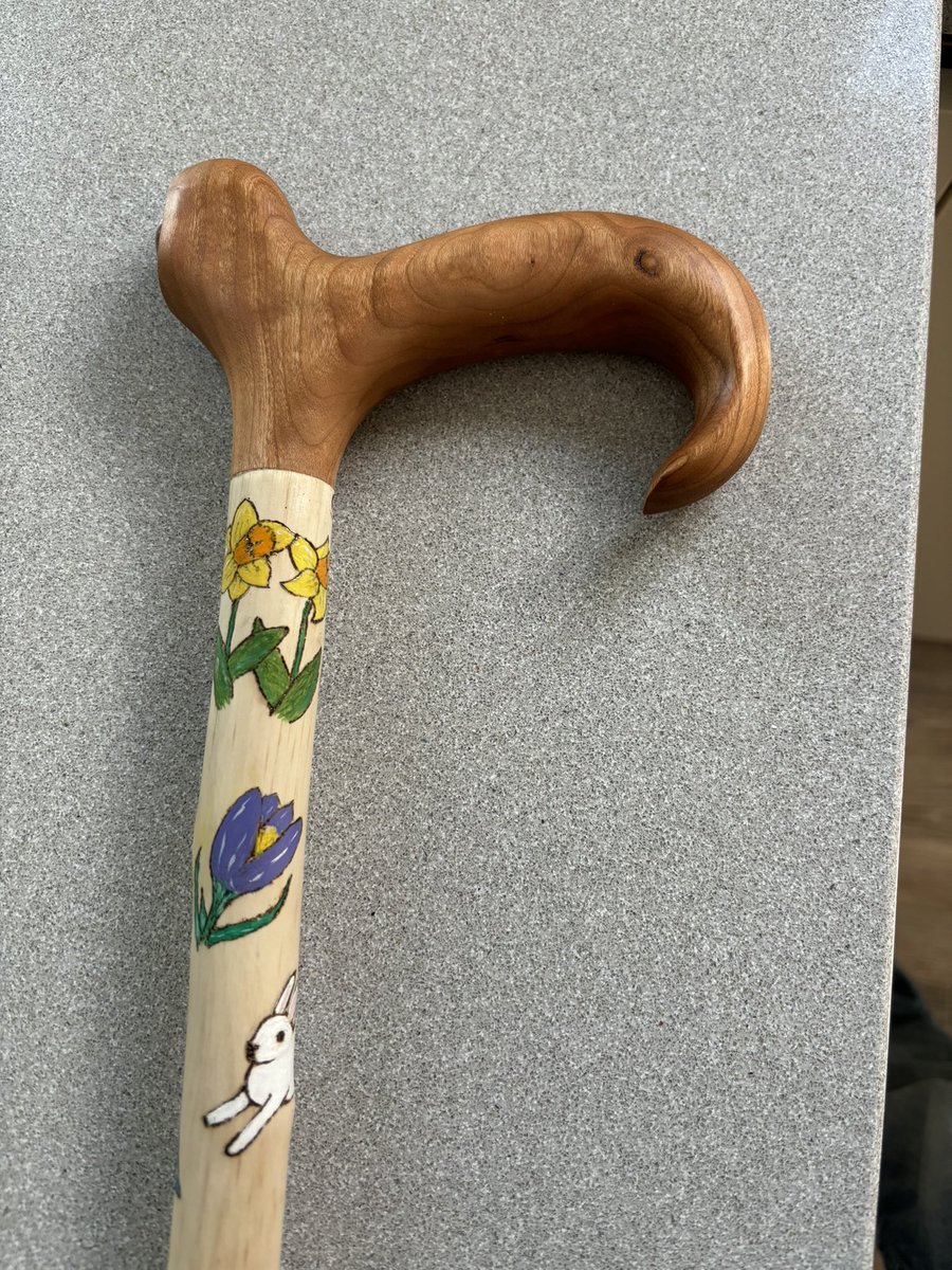 Taken me about 5 weeks to do what I normally do in one but, it’s finished Spring theme stick with dafs bluebells crocus tulips and a lucky white rabbit