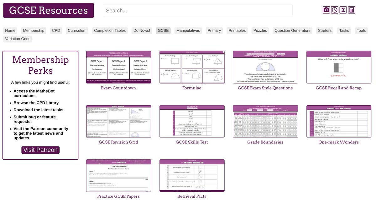 Seems about the right time to remind people of the GCSE section of MathsBot. Auto-generated GCSE exam papers with markschemes, practice questions, revision grids, grade boundaries, exam countdowns, formulae sheets, and more. mathsbot.com/gcseMenu