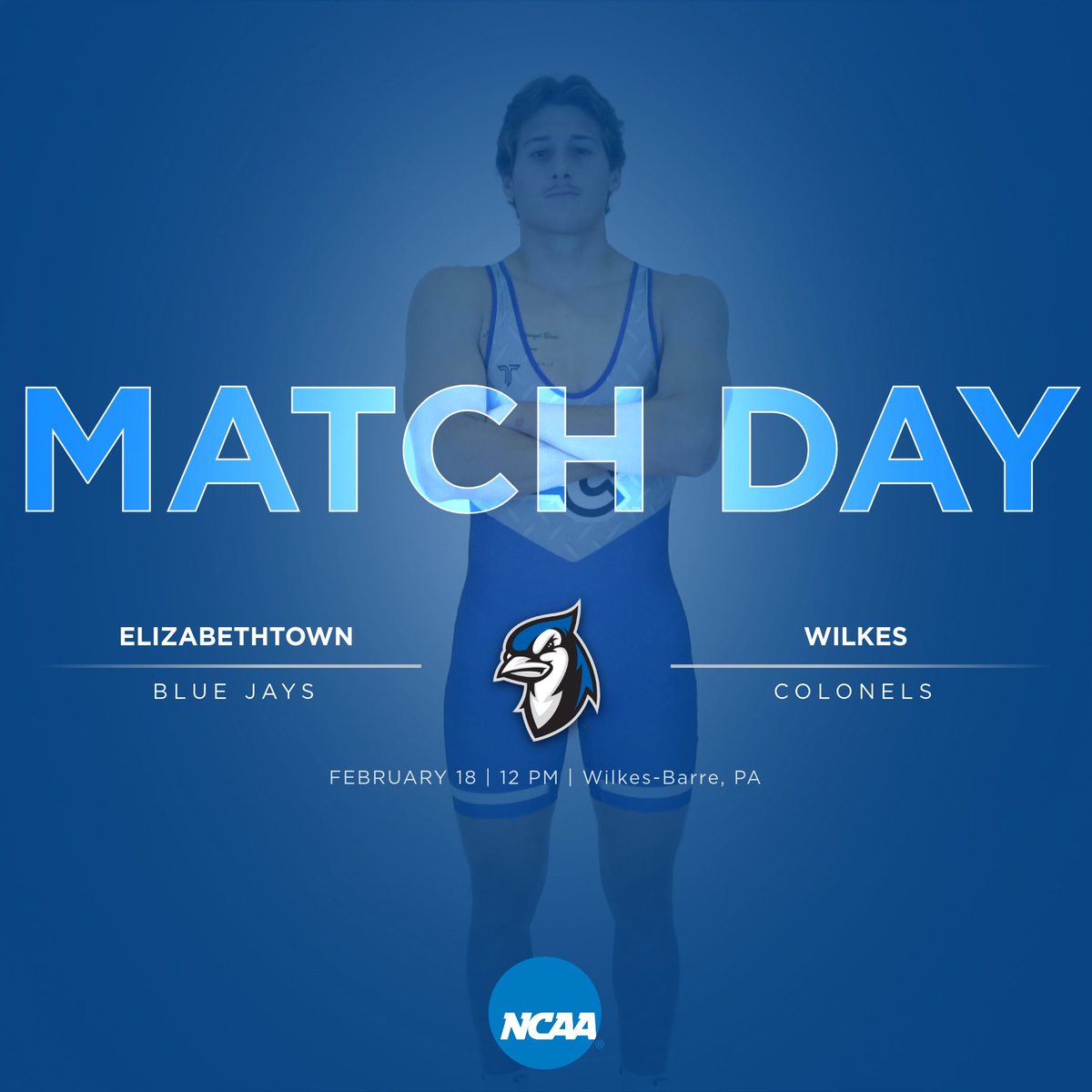 Today we head to Wilkes University to take on the Colonels for our last dual meet of the regular season. The match will begin at 12 PM and will be streamed live on Flowrestling. Tune in to support the Jays! #tenforten