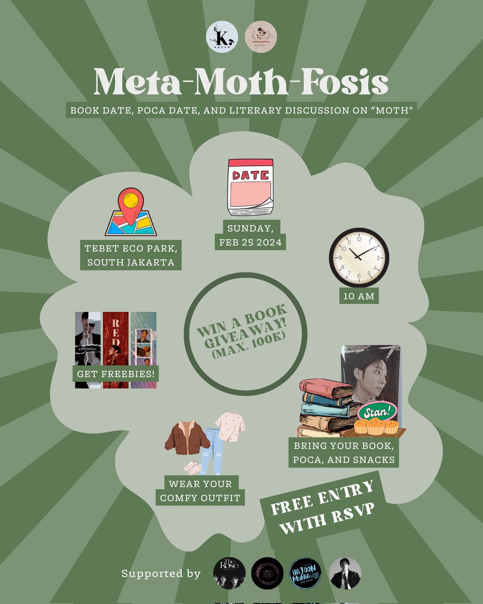 Bibliobrose's tweet photo. Halo🌹, Bibliobrose dan @kavenreads mengundang kalian ke perayaan ulang tahun Kim Woosung of The Rose dan #BooknicWithBlackRose bertajuk 
🦋Meta-Moth-Fosis🦋 

🗓 Minggu, 25 Feb 2024
⏰️ 10.00 - selesai
📍Tebet Eco Park, Jakarta Selatan

Psst book giveaway is waiting for you📚😘 https://t.co/jw9ViexhrV