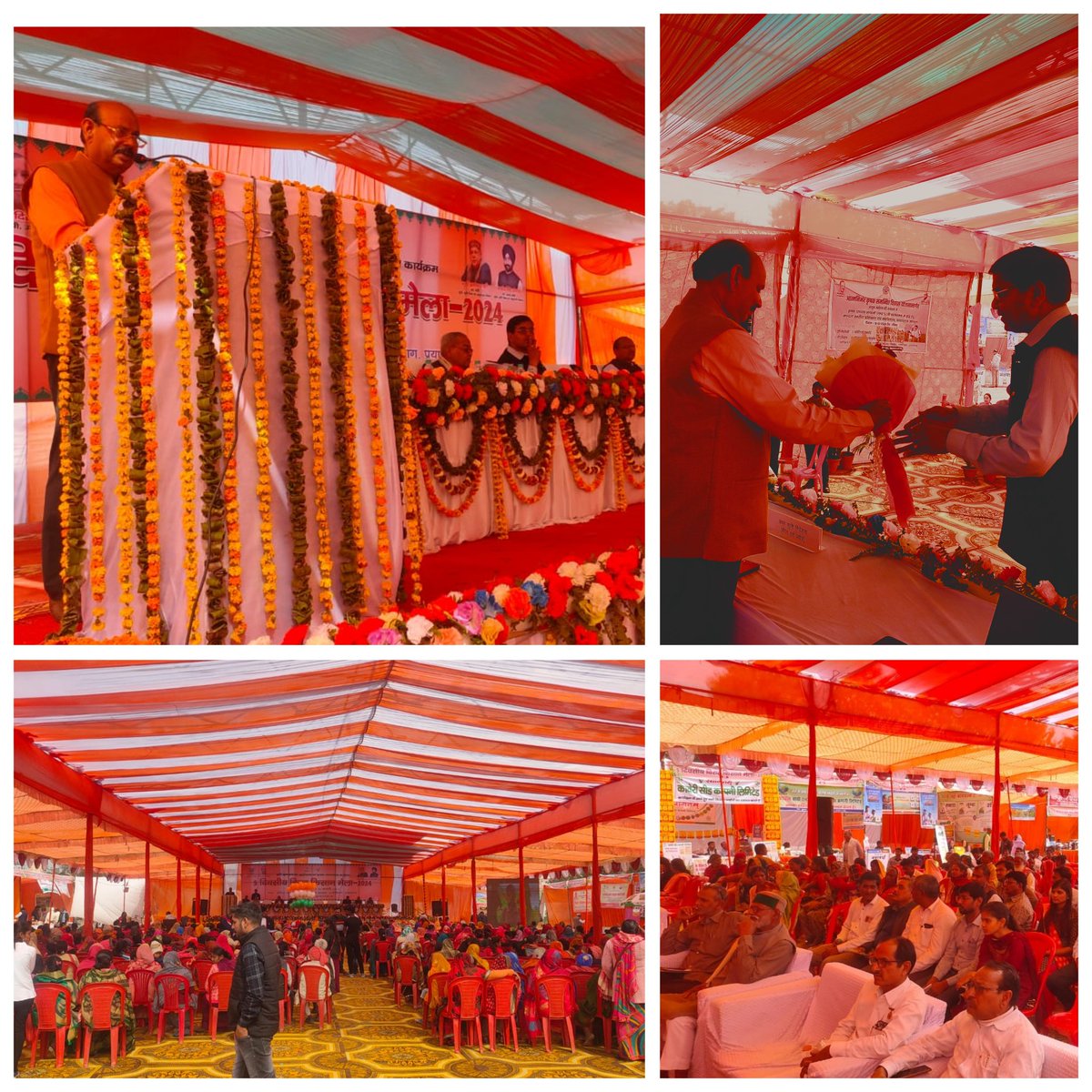 DDAPrayagraj's tweet photo. पांच दिवसीय विराट किसान मेला जनपद प्रयागराज तृतीय दिवस में कृषक उत्पादक संगठनों की क्षमता में वृद्धि हेतु मंडल स्तरीय प्रशिक्षण ��वं कार्यशाला विषय पर अपर कृषि निदेशक ,बीज एवं प्रक्षेत्र द्वारा स्टाल का निरीक्षण कर कृषक एवं कृषक उत्पादक संगठनों के प्रतिनिधियों को संबोधित किया गया https://t.co/JpzsmU02Sf