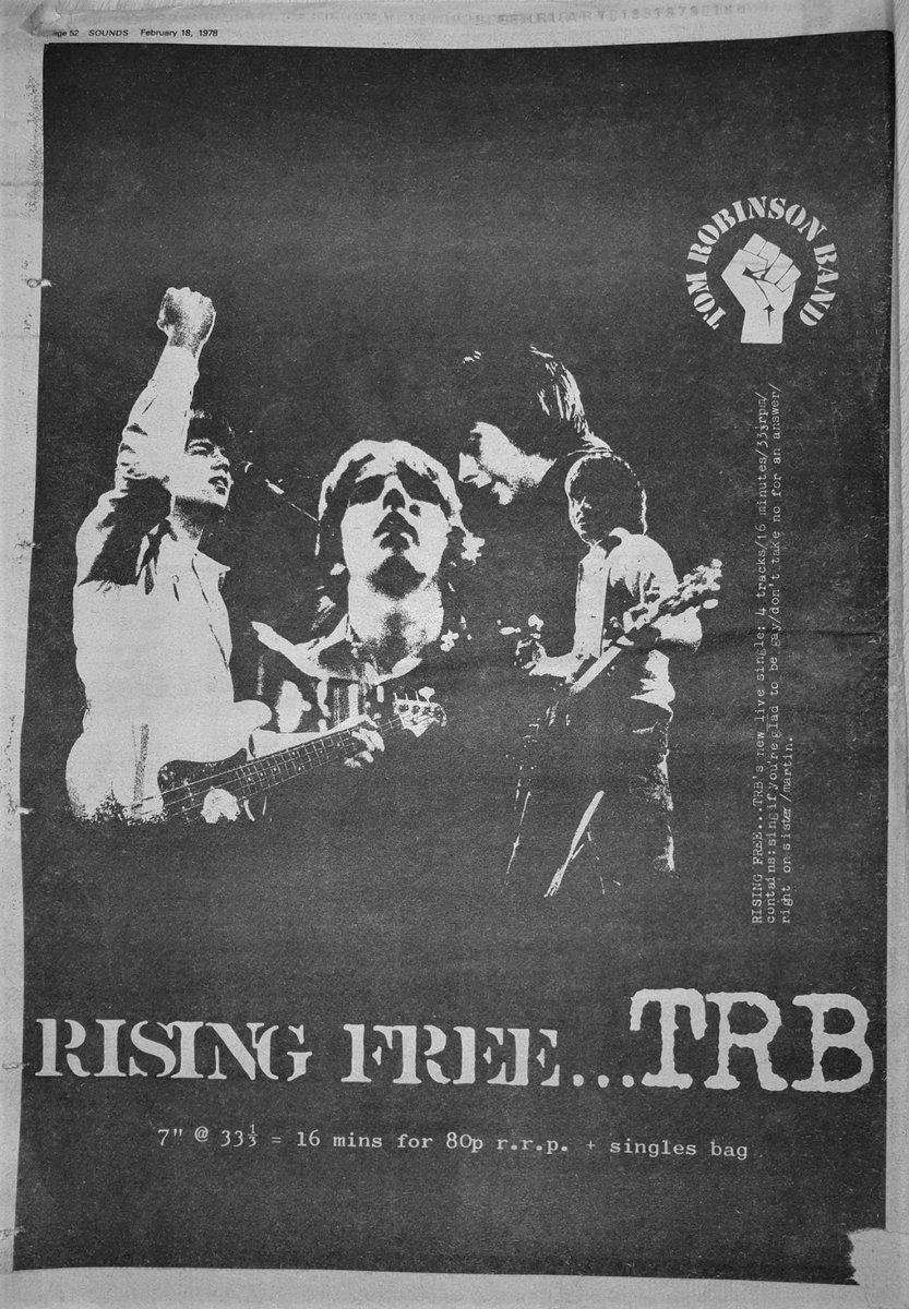 TRB's single 'Rising Free' advert in Sounds 18th, February 1978. @gladtobegay @freshnet