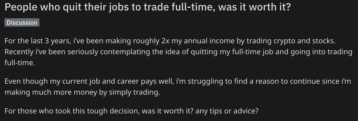 benjamincowen's tweet photo. We are back to the "Should I quit my job and trade full time" part of the cycle https://t.co/rDtygVA7SI