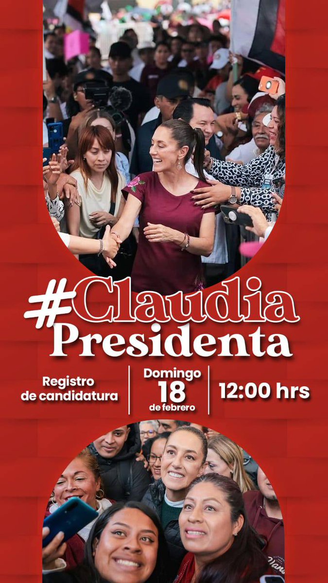 JorgeRoman_20's tweet photo. Acompaña a Claudia Sheinbaum en su registro como candidata presidencial, hoy a las 12hrs en todas sus redes sociales 🌟 #ClaudiaPresidenta https://t.co/OYuMJipaJ1